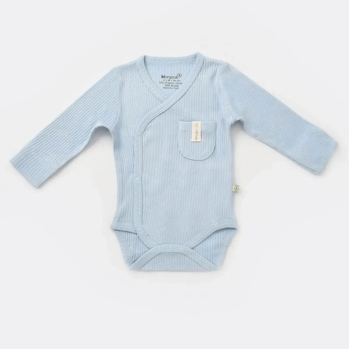 Bibaby Organik Body Kruvaze Eldivenli Soft Modal Mavi