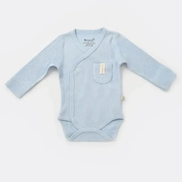 Bibaby Organik Body Kruvaze Eldivenli Soft Modal Mavi
