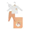 Bibaby Organik Zıbın Takımı Battaniyeli Tüllü Happy Rainbow Somon - Ekru