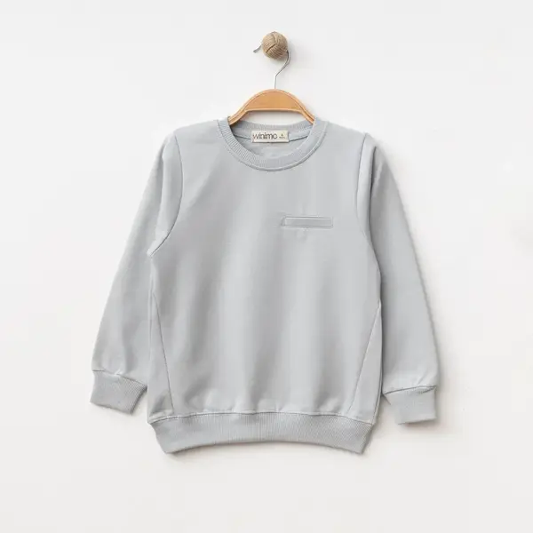 Winimo Sweatshirt Parçalı Basic Boyalı Gri