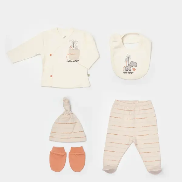 Bibaby Organik Hastane Çıkışı 5li Hello Safari Ekru - Kiremit
