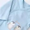 Bibaby Organik Zıbın Takımı 3lü Hello New Penguins Mavi