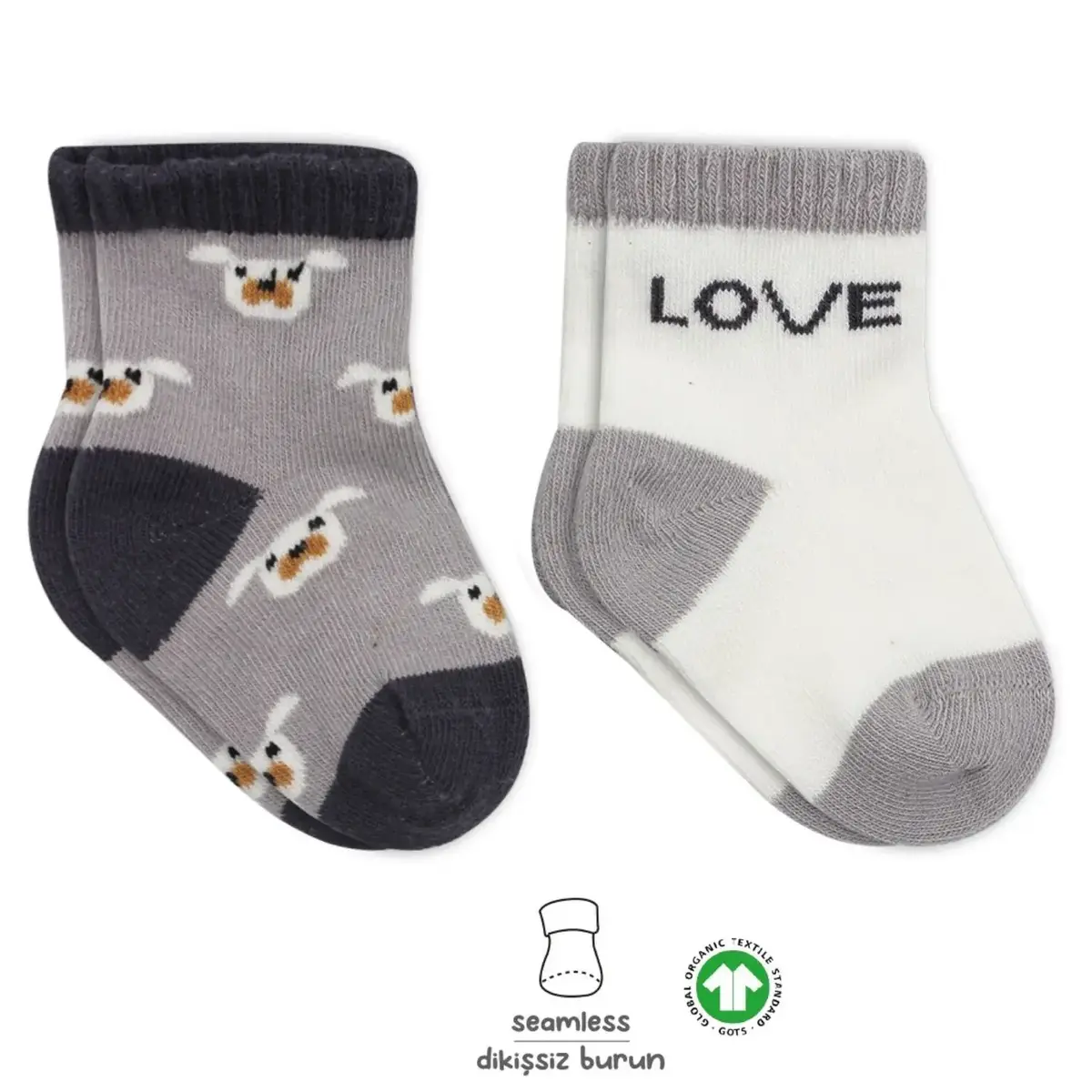 Bistyle Çorap Soket 2li Penye Dog Gri