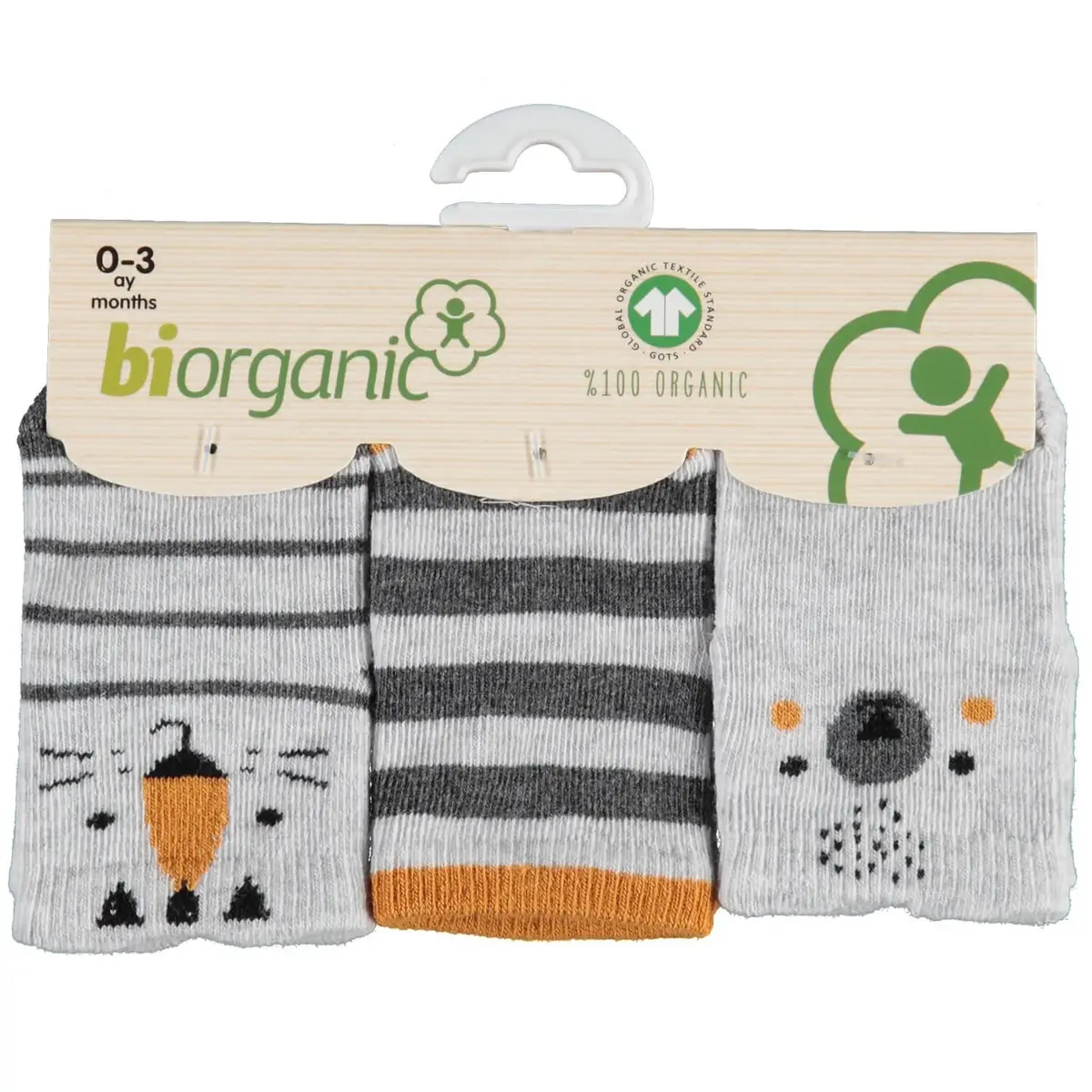 Bibaby Organik Çorap Soket 3lü Lion Hardal