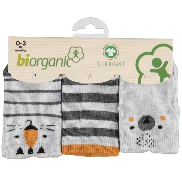 Bibaby Organik Çorap Soket 3lü Lion Hardal