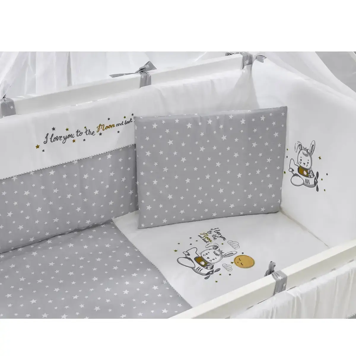 Meltem Kids Kral Beşik 60x120 cm Gri - Moon Gri