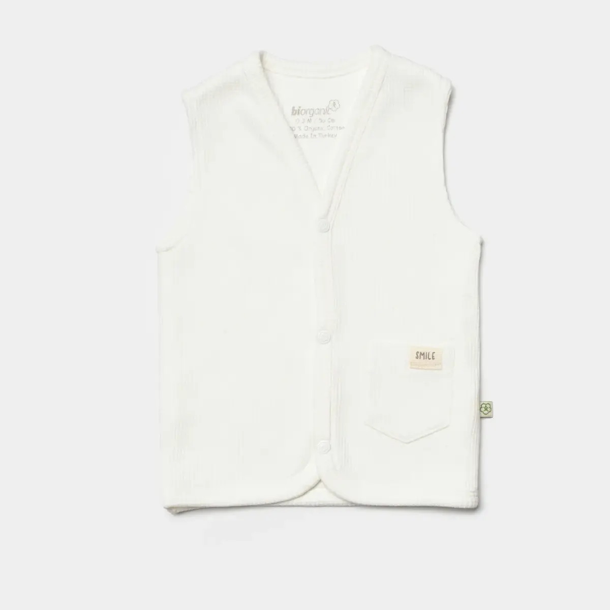 Bibaby Organik Yelek Waffle Smile Ekru Bibaby Organik Yelek Waffle Smile Ekru