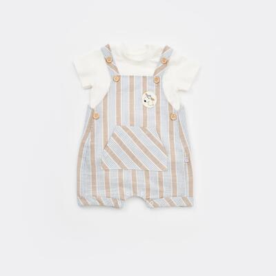 Bibaby Salopet Tulum Stripe Sytle Bej - Mavi