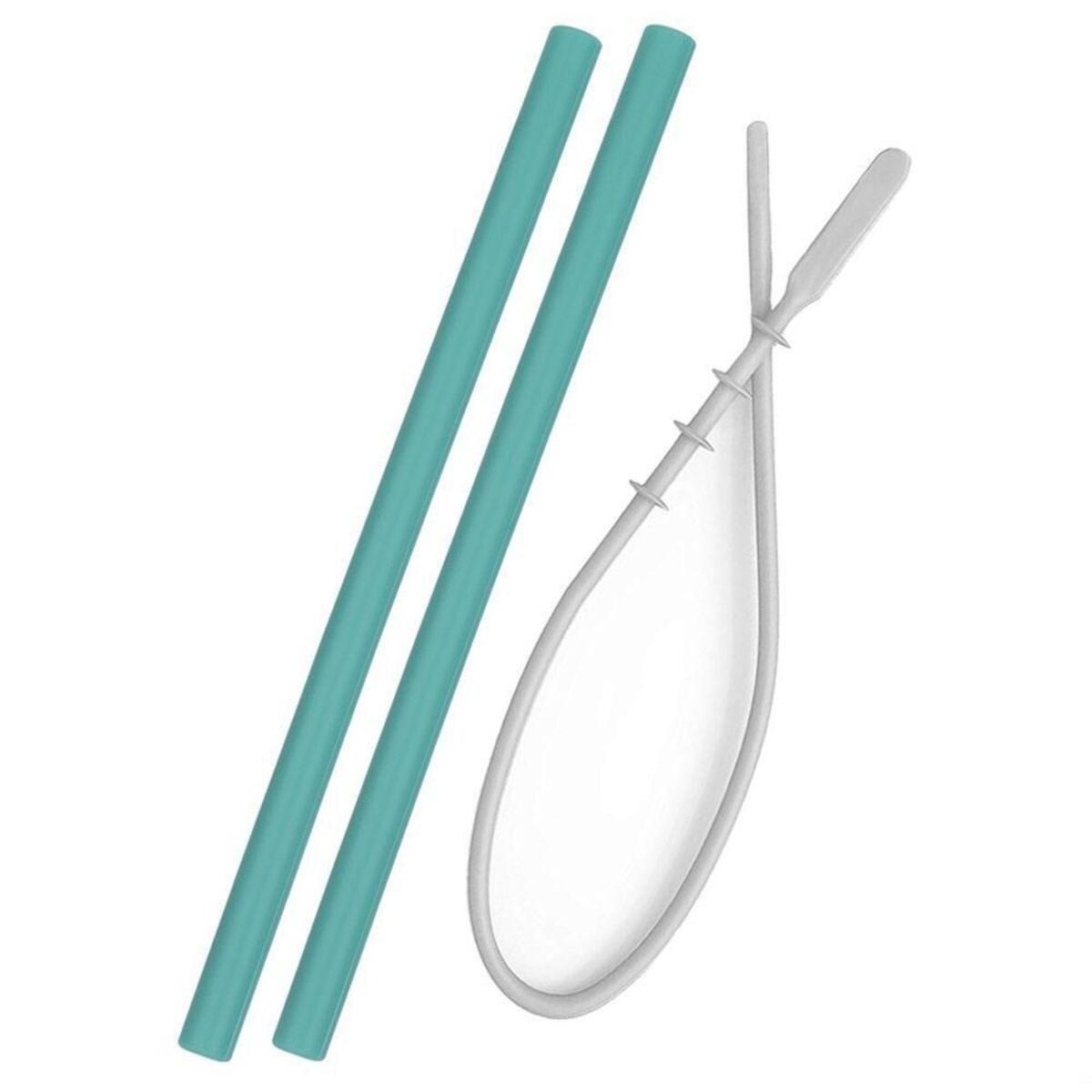 OiOi Temizleme Fırçalı Silikon Pipet 2li 6+ Ay Aqua Green