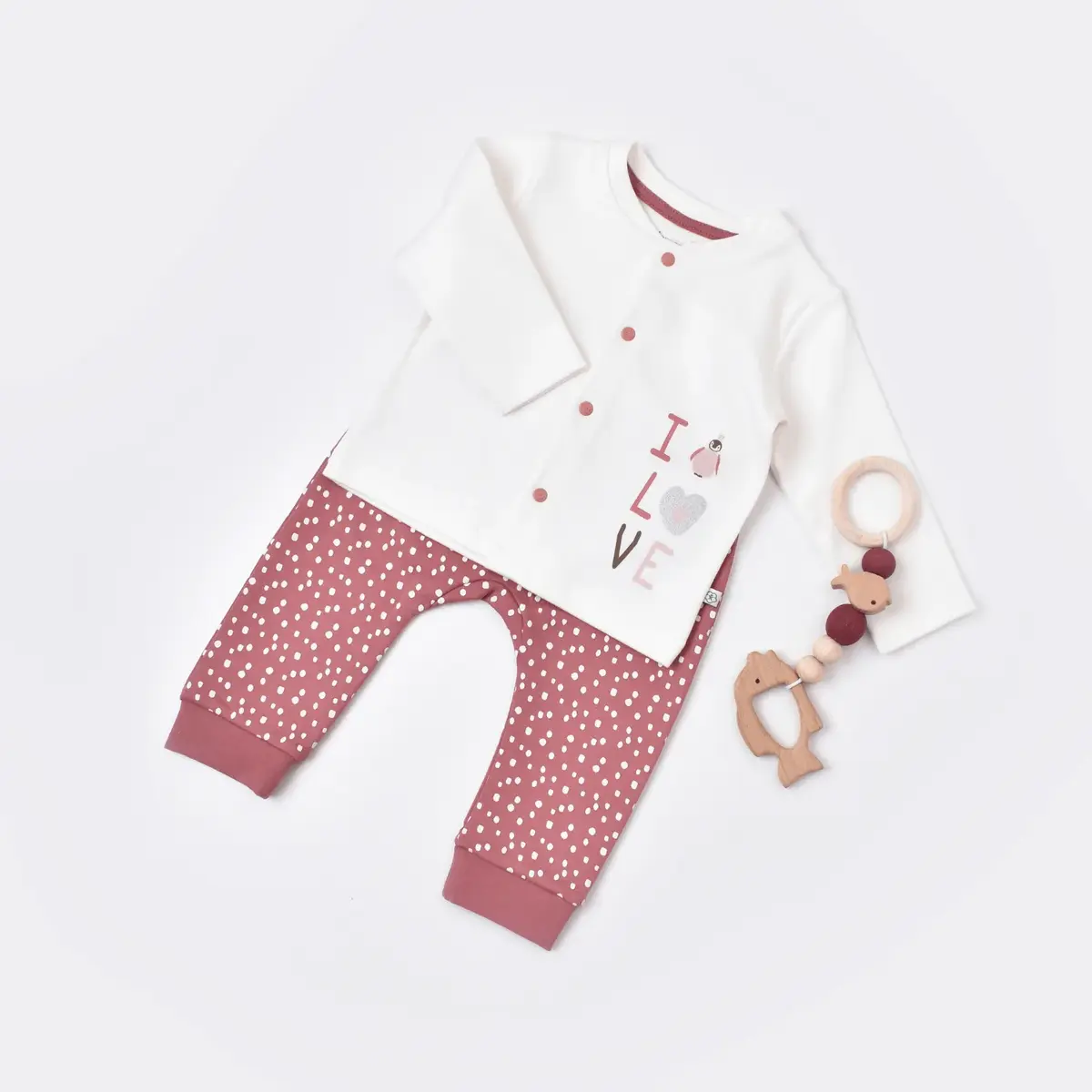 Bibaby Organik Pijama Takımı Little Love Rose Dry