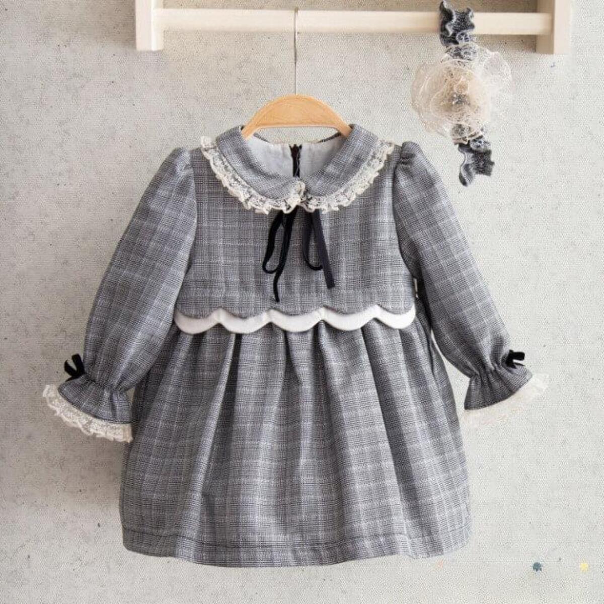 Miomini Elbise Yakalı Dantelli Windy Gri