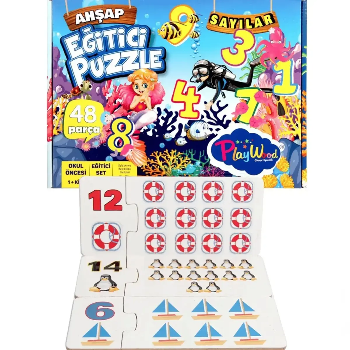 Playwood Eğitici Ahşap Hafıza Kartları Sayılar