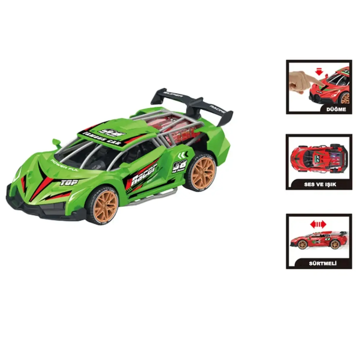 Vardem Sürtmeli Işıklı ve Sesli Renkli Yarış Arabası