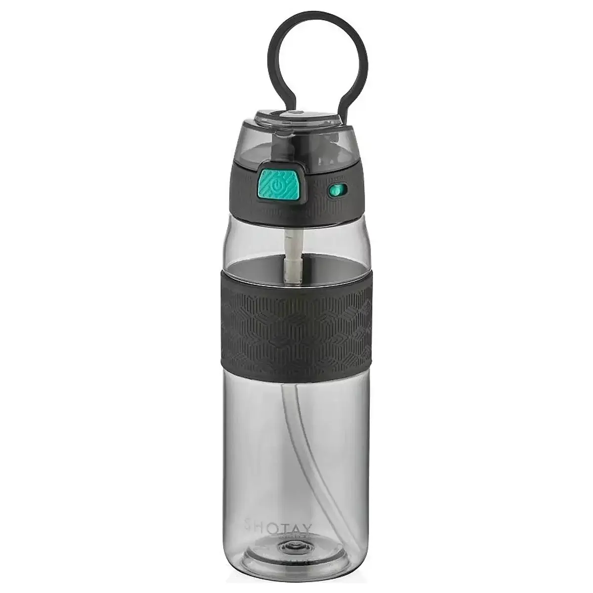 SHOTAY ŞEFFAF KAPAKLI ŞERİTLİ TRITAN MATARA 600 ML. SİYAH