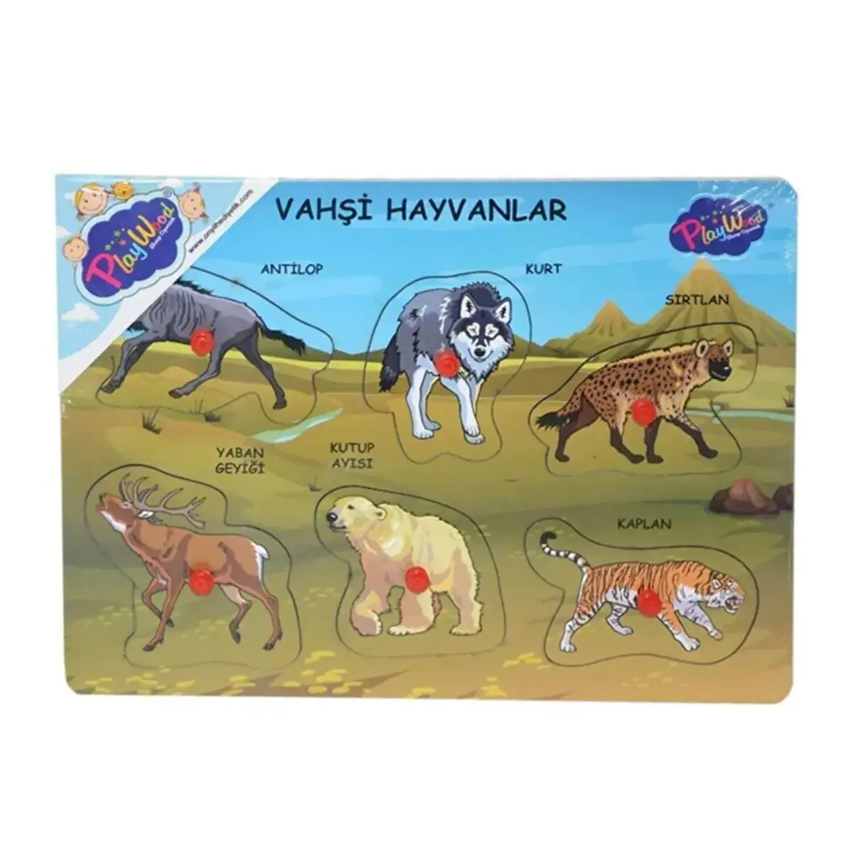 Playwood Ahşap Tutmalı Vahşi Hayvanlar