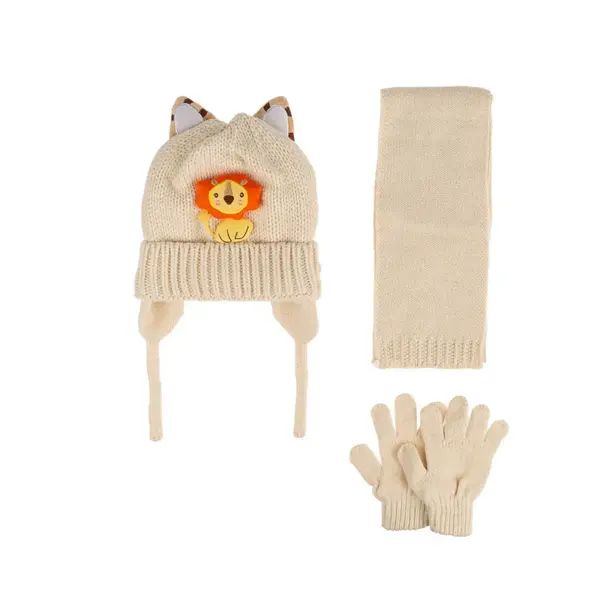 Kitti Eldiven Atkı Bere Takım 1-4Yaş Beyaz Asortili