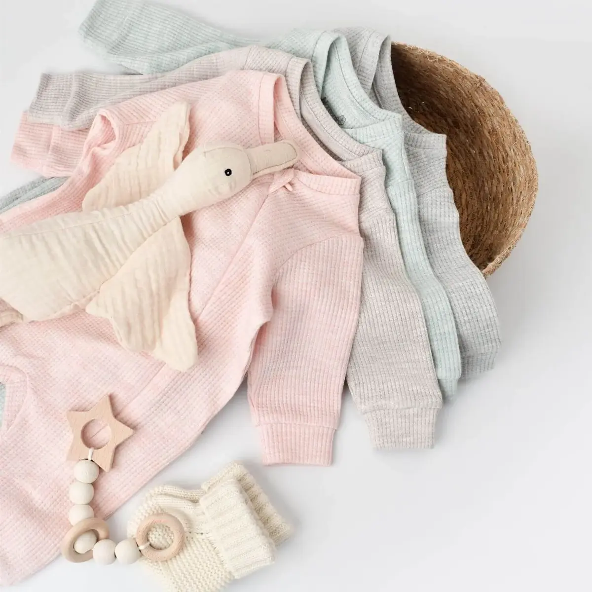 Bibaby Organik Tulum Fermuarlı Nature In Waffle Yeşil Melanj