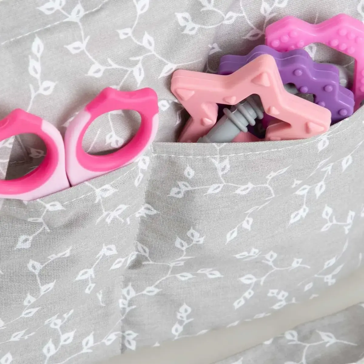 Babyjem Katlamalı Anne ve Bebek Organizer Gri Çiçek