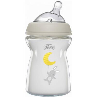 Chicco Natural Feeling Silikon Emzikli Cam Biberon Desenli 250 ml 0+ Ay Yeni