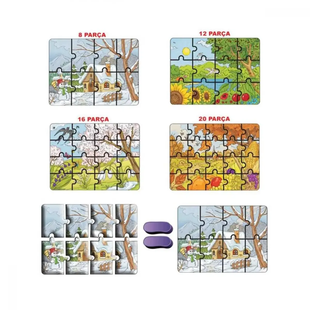 Mevsimler Süper Renkli Puzzle