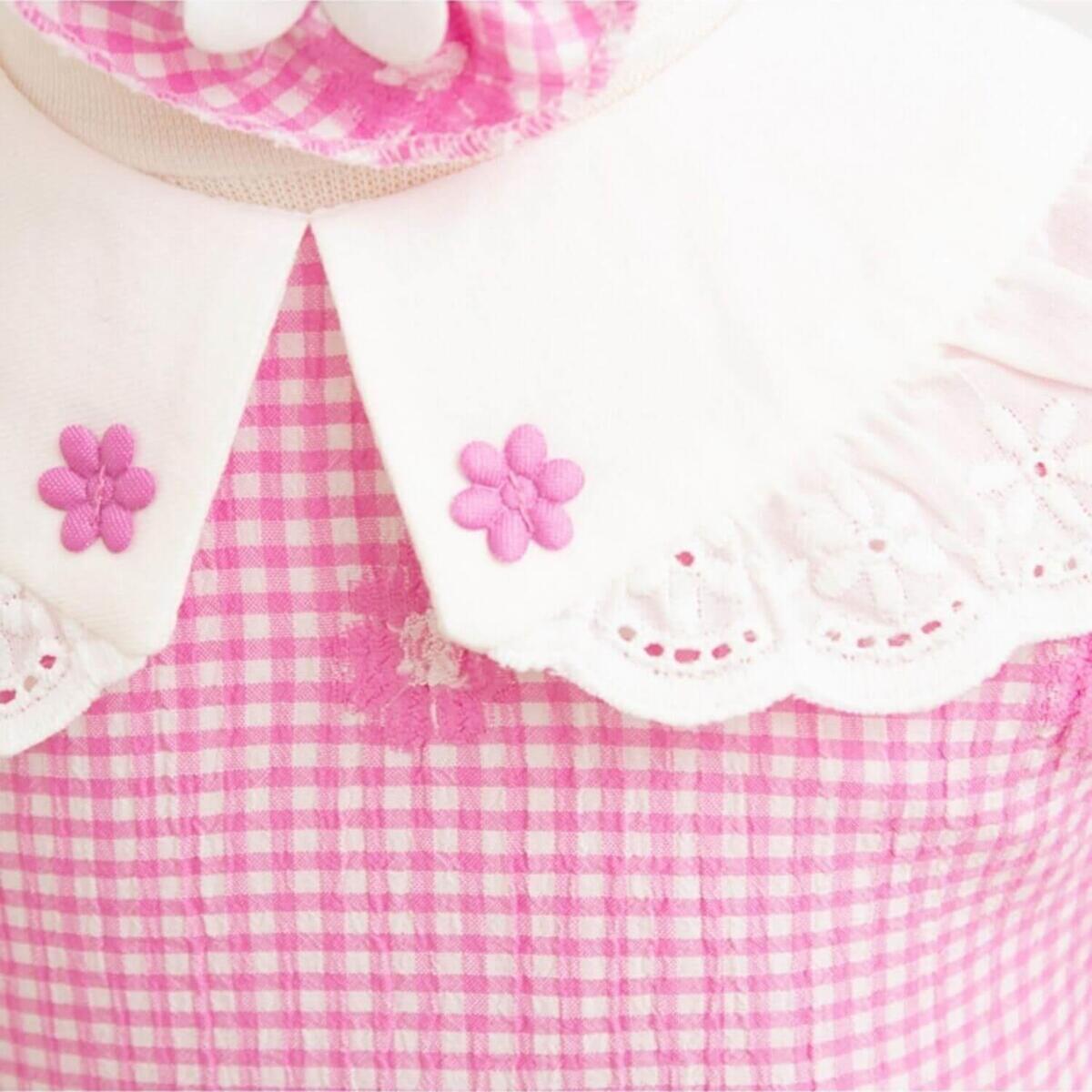 Mymio Elbise Bant Takım Çiçek Nakışlı Pembe