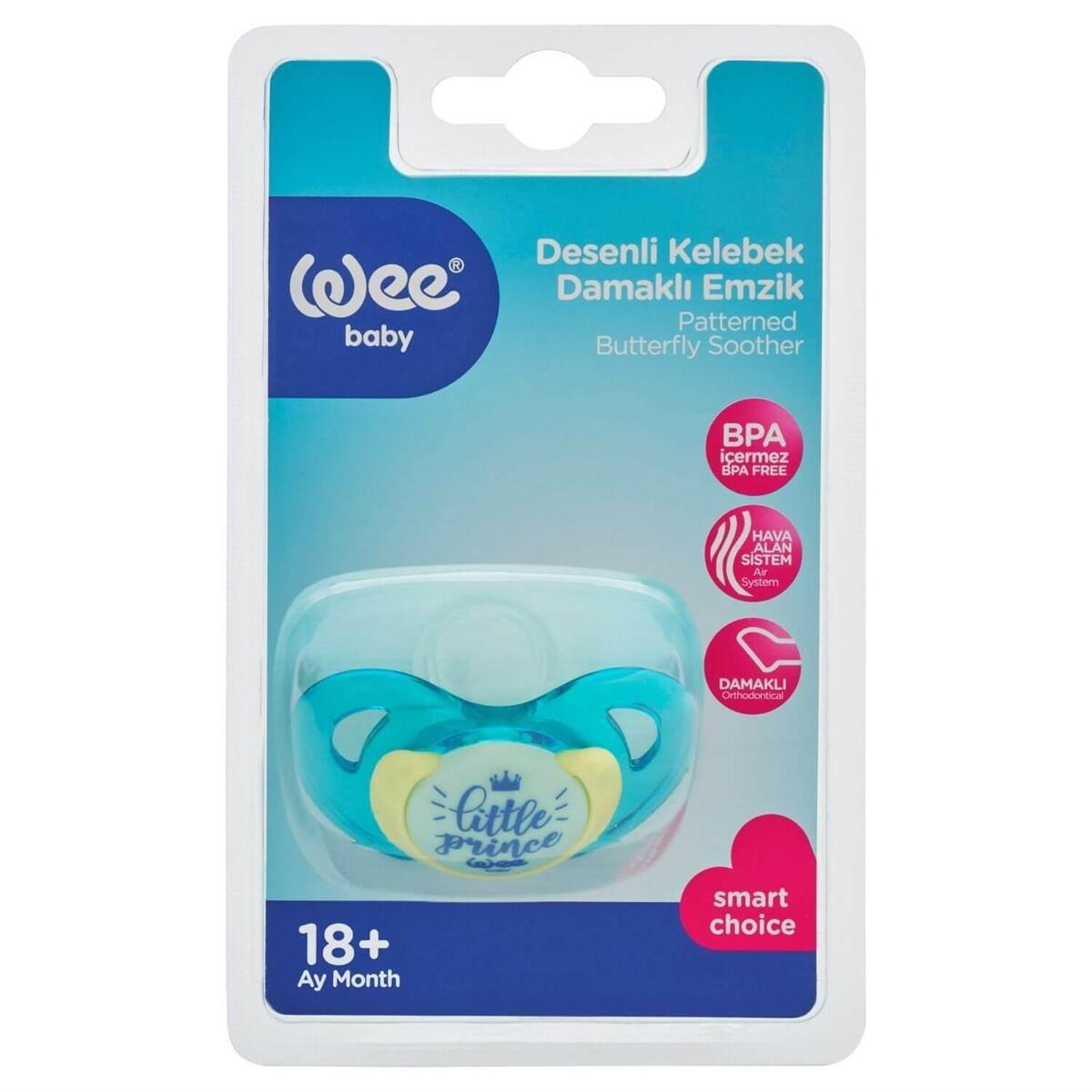 Wee Baby Desenli Kelebek Damaklı Silikon Emzik 18+ Ay