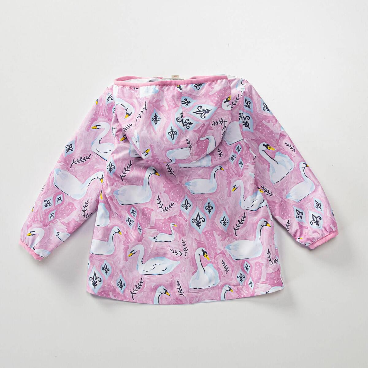 Midimod Yağmurluk Kuğu Baskılı Pembe