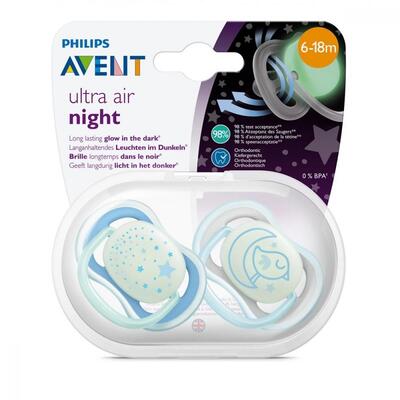 Philips Avent SCF376/21 Ultra Air Karanlıkta Parlar Silikon Emzik 6-18 Ay Erkek