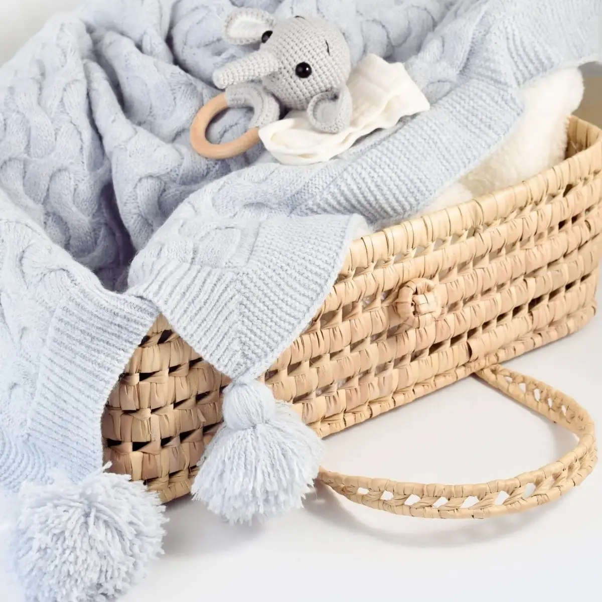 Bibaby Battaniye Hasır Triko Mavi