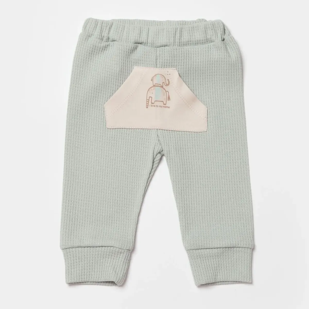 Bibaby Organik Pantolon Waffle I Love To My Mama Bej - Mint