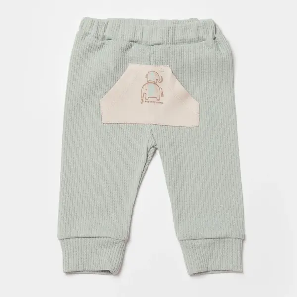 Bibaby Organik Pantolon Waffle I Love To My Mama Bej - Mint