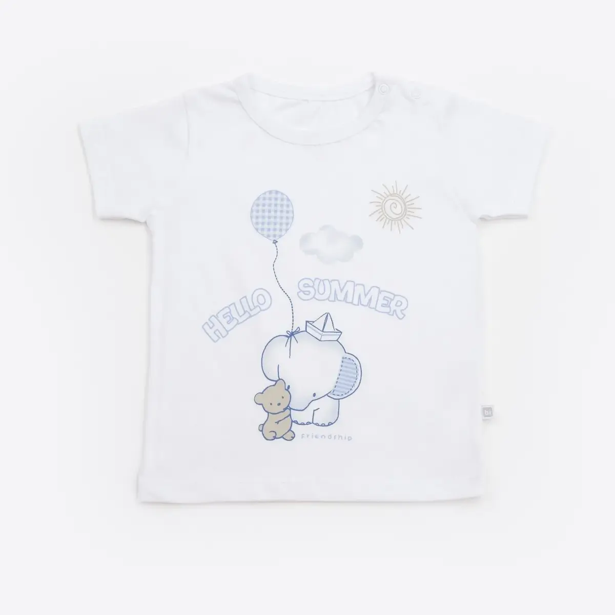 Bibaby 2li Takım Şortlu Mini Elephant Beyaz