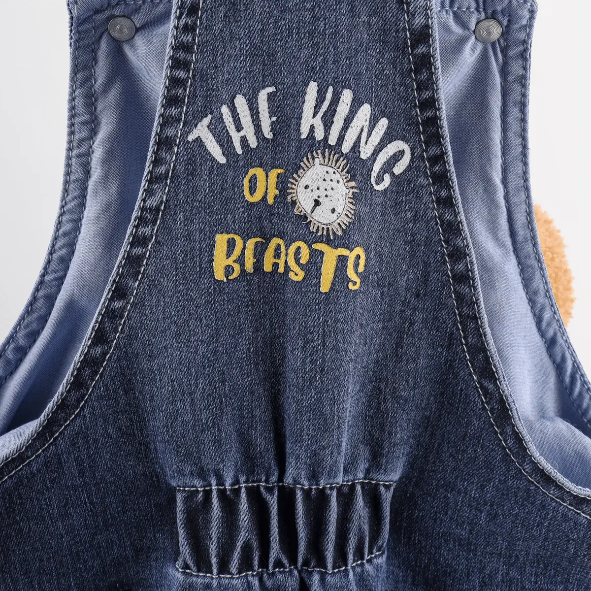 Overdo Salopet Aslan Nakışlı Kot Mavi Denim