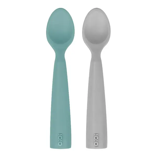 OiOi Nam Nam Mama Kaşığı 2li Aqua Green - Powder Grey