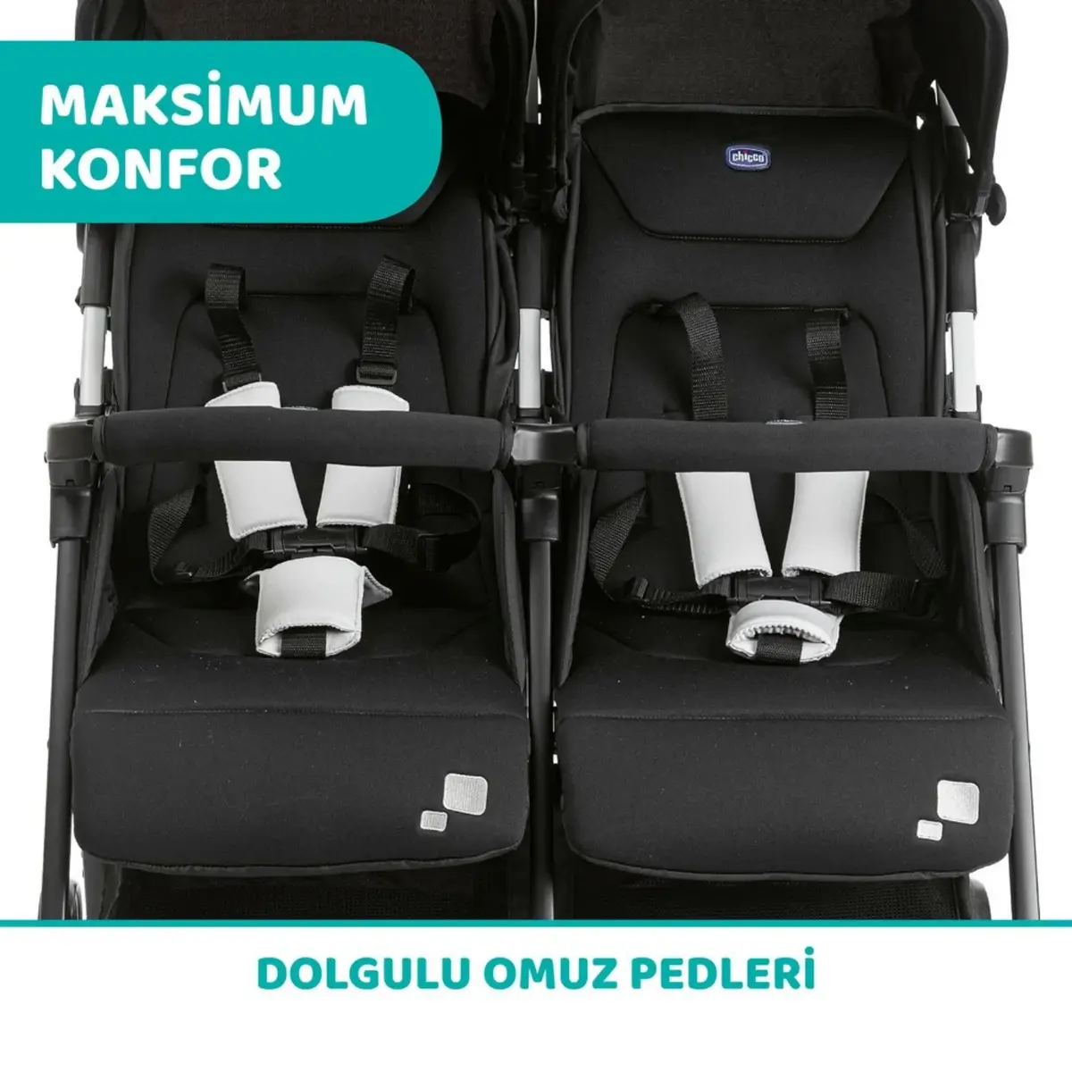 Chicco Ohlala İkiz Bebek Arabası Black Night