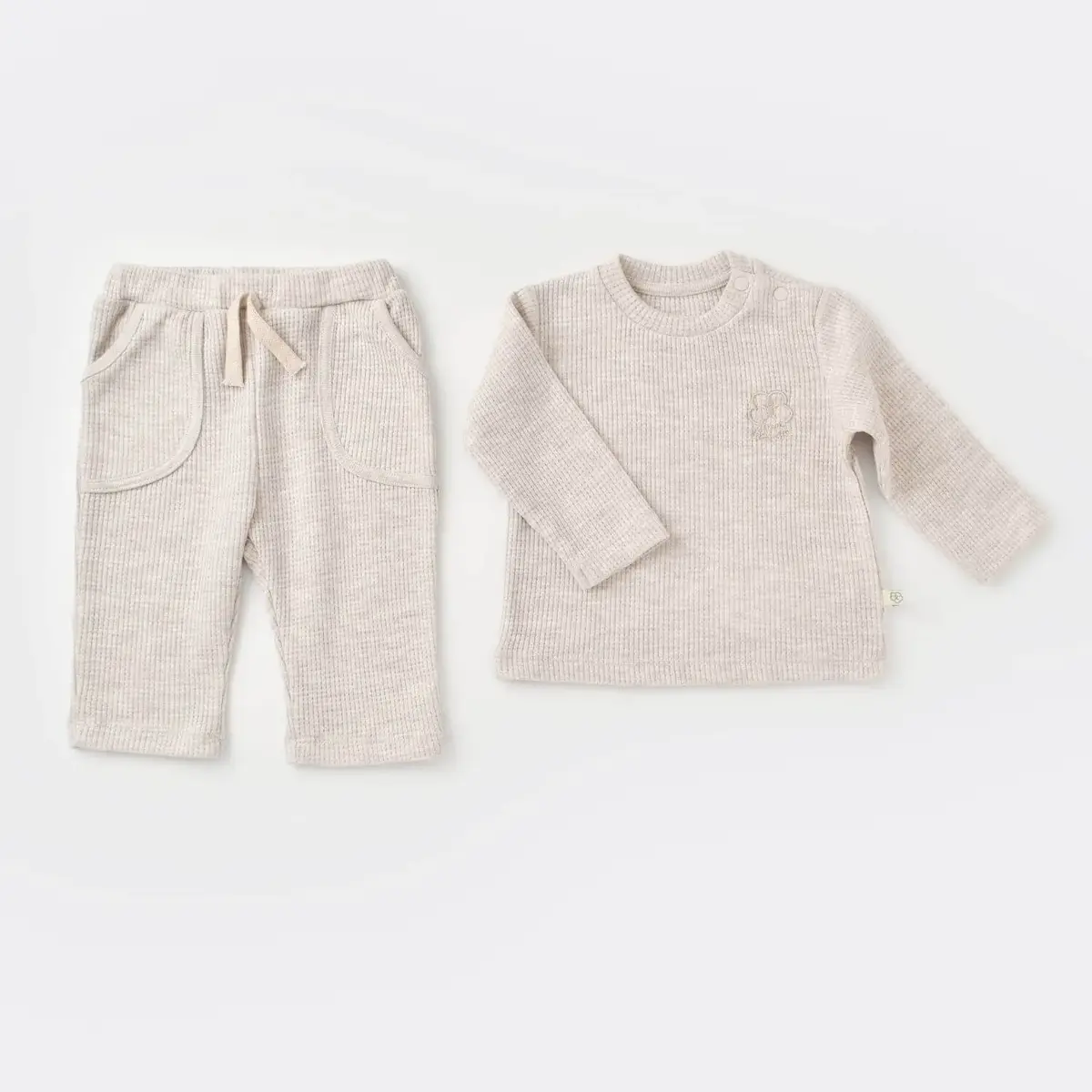 Bibaby Organik 2li Takım Nature In Waffle Kahve Melanj