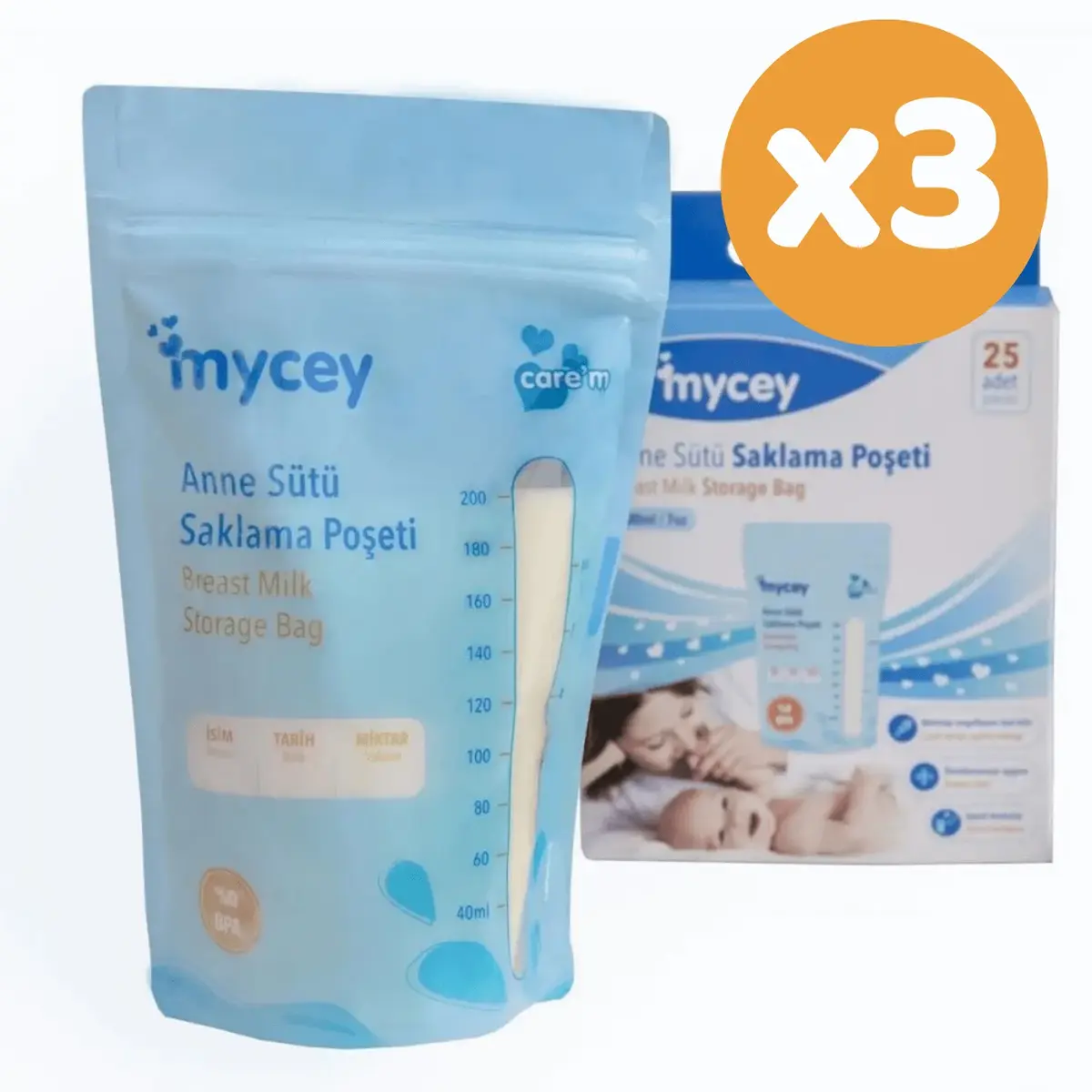 Mycey Anne Sütü Saklama Poşeti 25li x 3 Adet