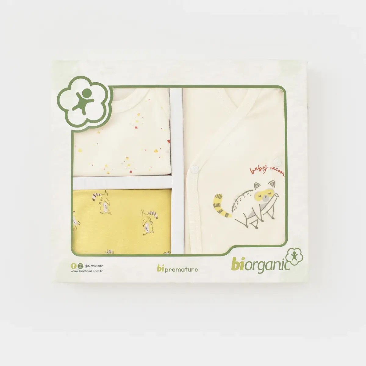 Bibaby Organik Zıbın Takımı Baby Racoon Prematüre Lemon Grass Vanilla Ice
