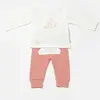 Bibaby Organik 2li Takım Waffle Deer And Bird Ekru - Rose