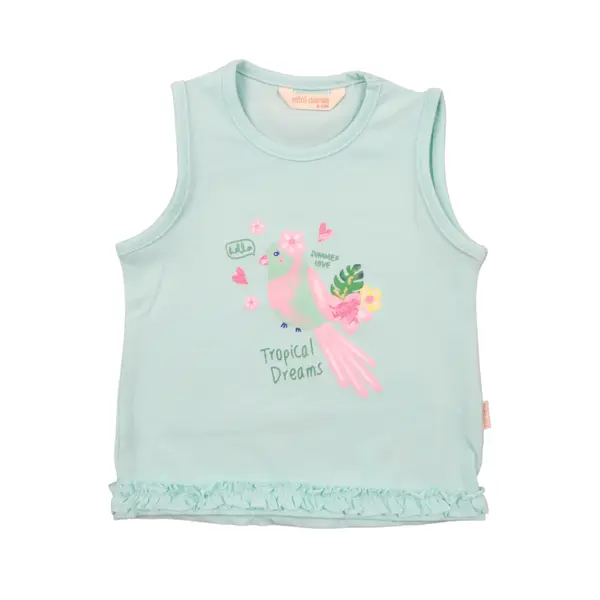 Mini Damla T-Shirt Kolsuz Tropikal Mint