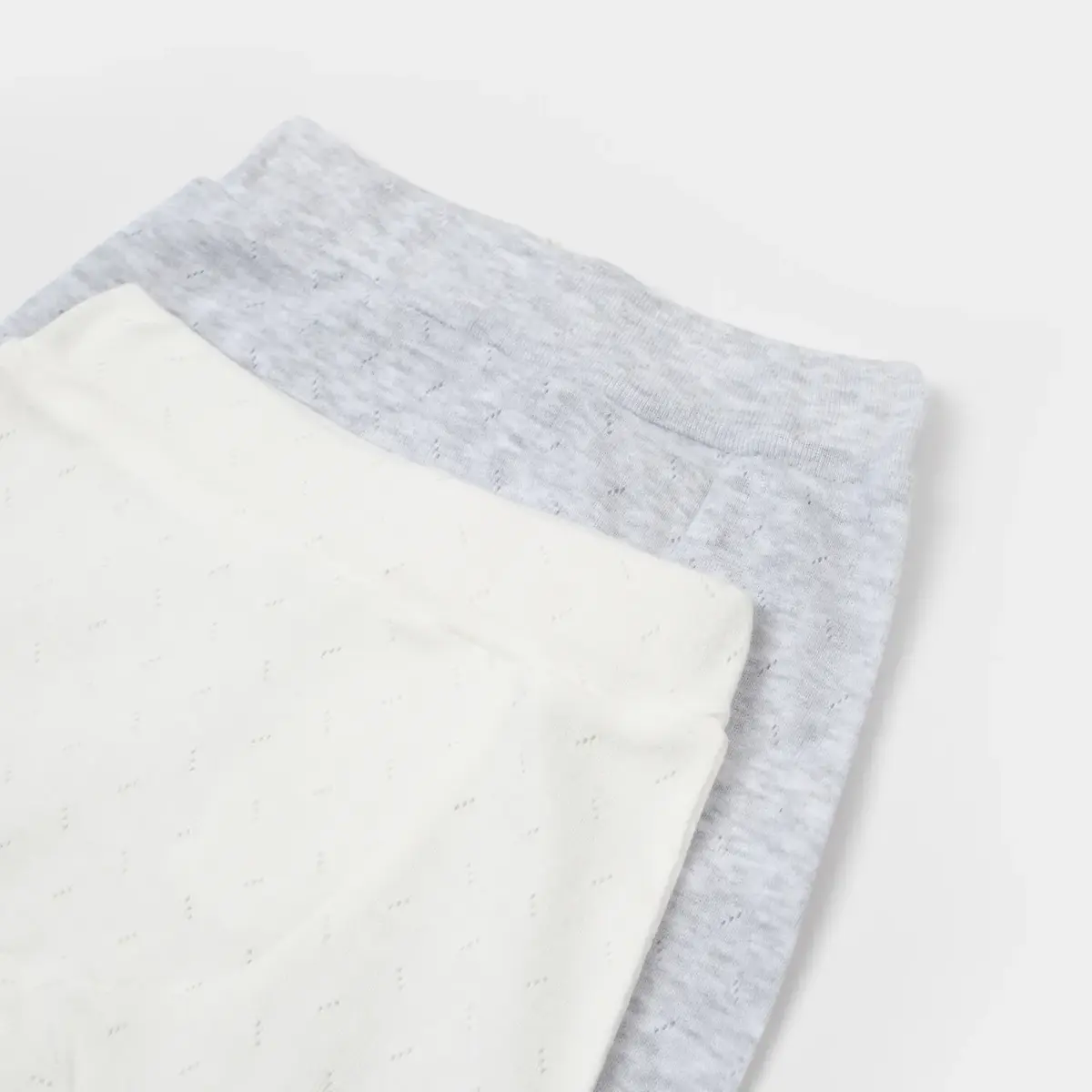 Bibaby Pantolon Patiksiz 2li Jakarlı Gri Melanj - Ekru