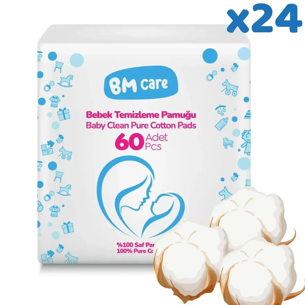BM Care Temizleme Pamuğu 60lı x24