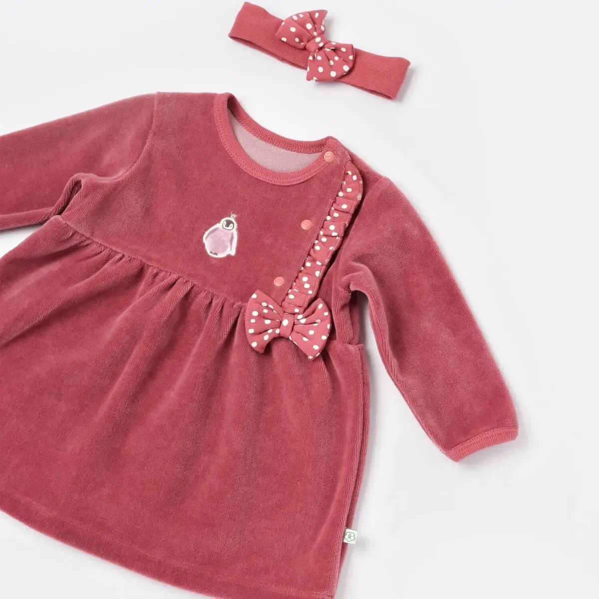 Bibaby Elbise Kadife Organik Little Love Rose Dry