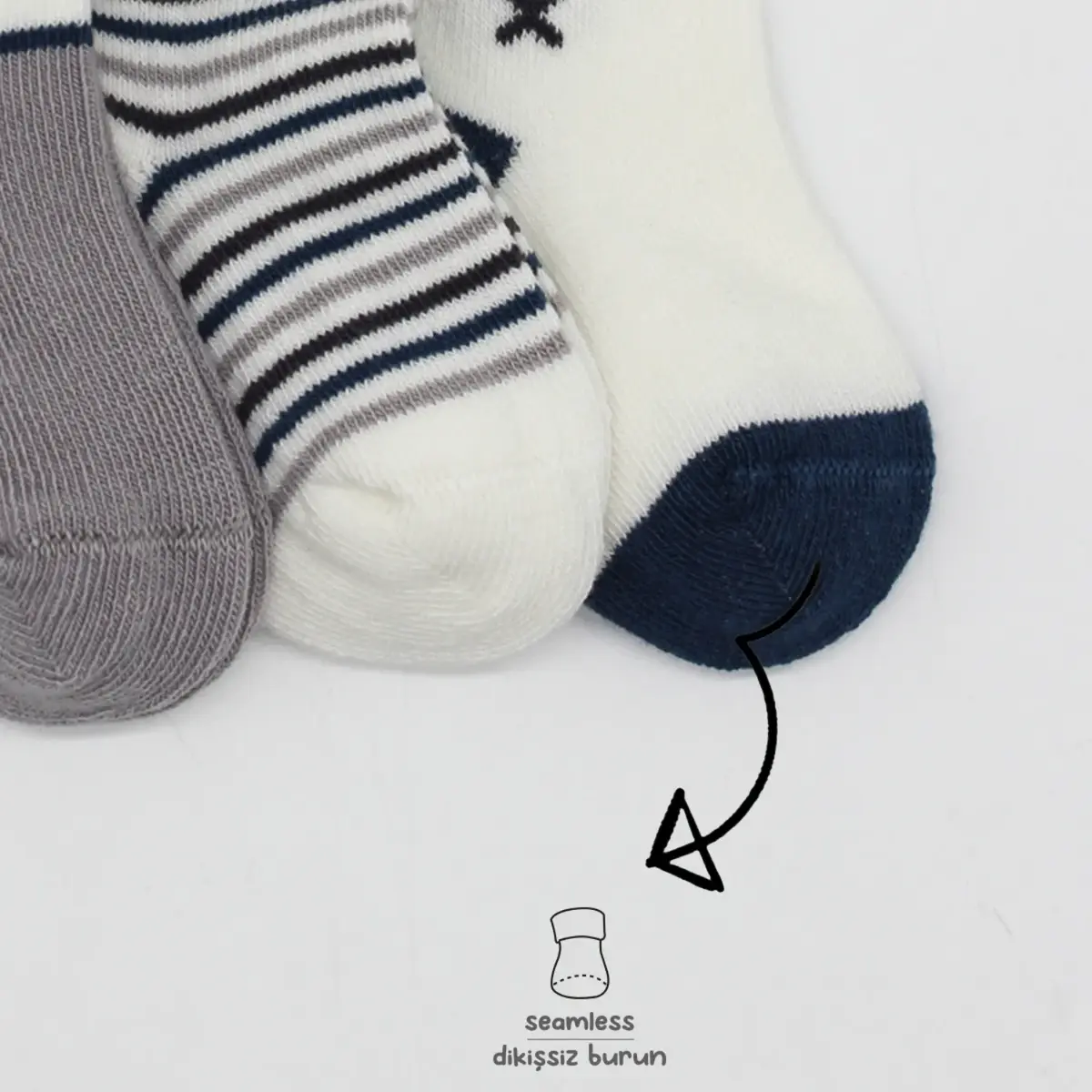 Bibaby Çorap Soket 3lü Bistyle Fox Penye Gri