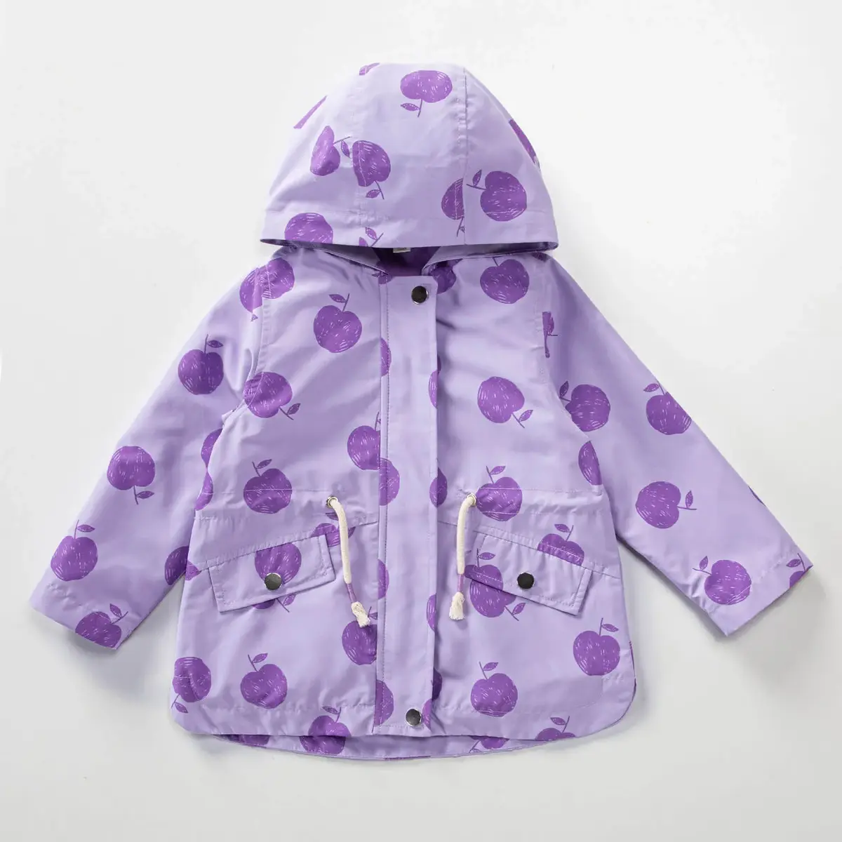 Midimod Yağmurluk Elma Baskılı Lila