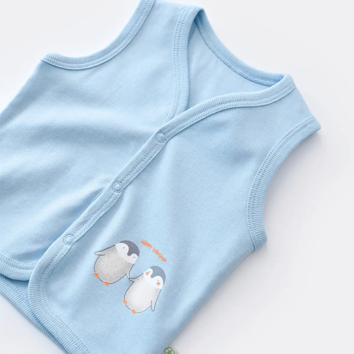Bibaby Organik Yelek Hello New Penguins Mavi
