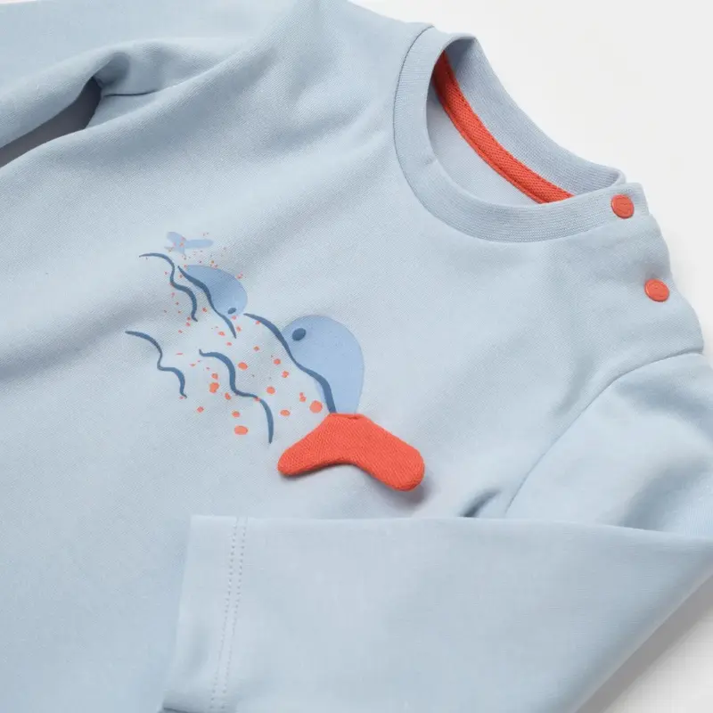 Bibaby Organik Sweatshirt Sun Lets Sail Ekru - Mavi