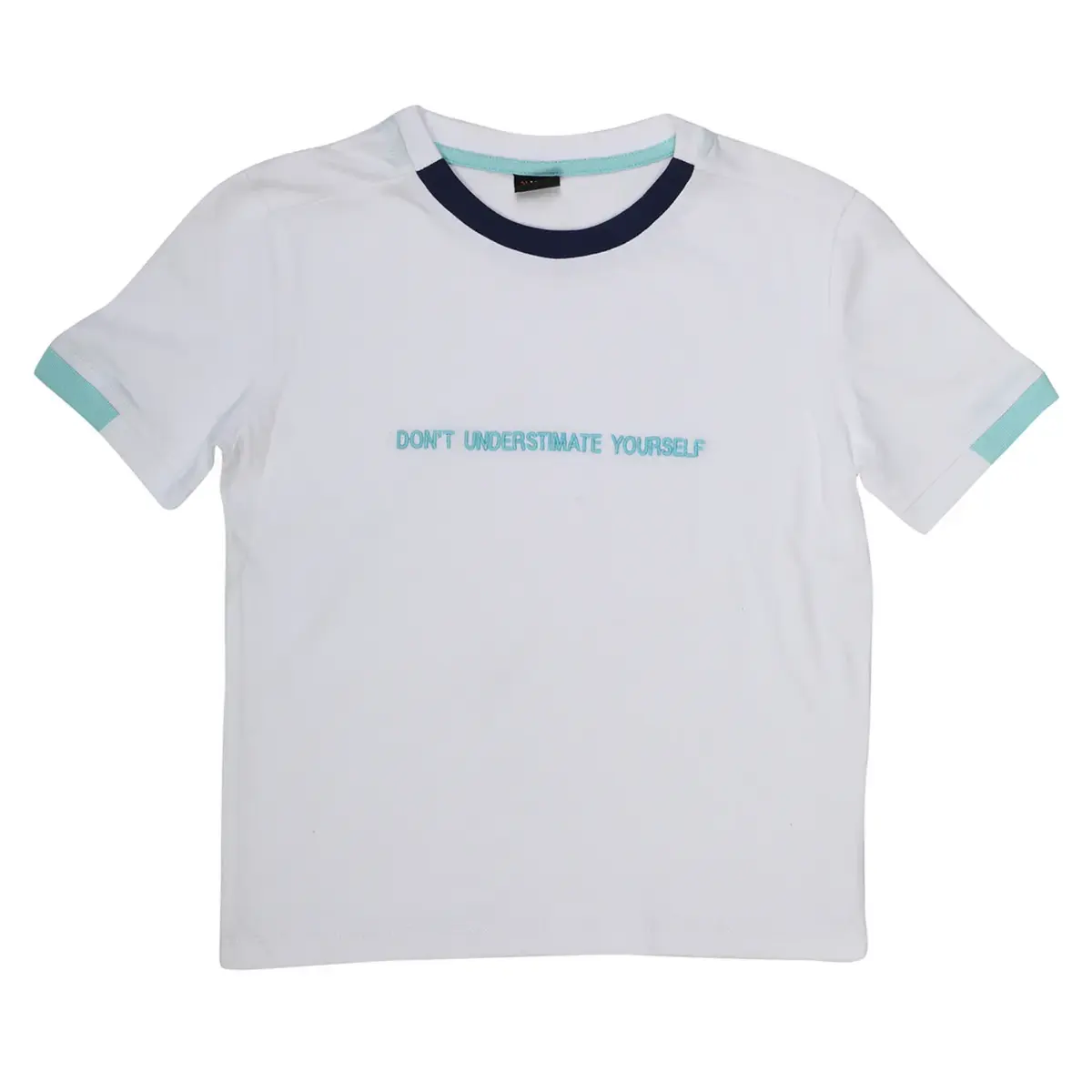 Hvc T-Shirt Dont Understimate Yourself Beyaz - Mavi Hvc T-Shirt Dont Understimate Yourself Beyaz - Mavi