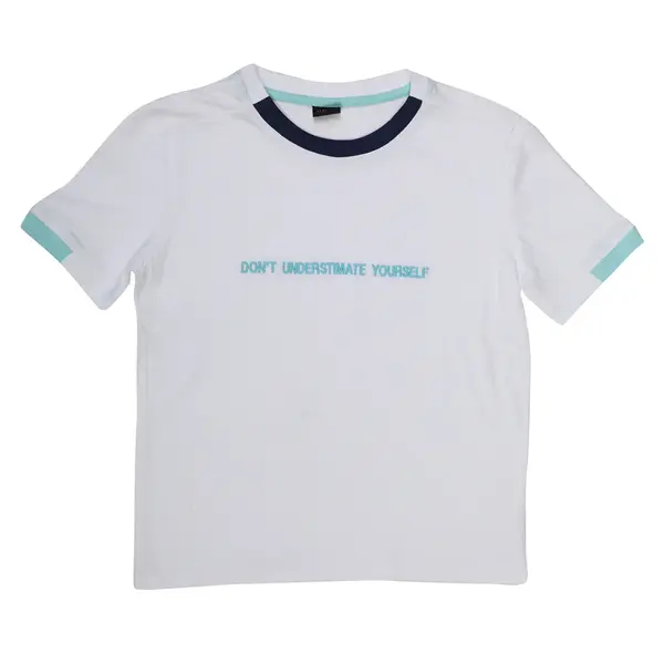 Hvc T-Shirt Dont Understimate Yourself Beyaz - Mavi