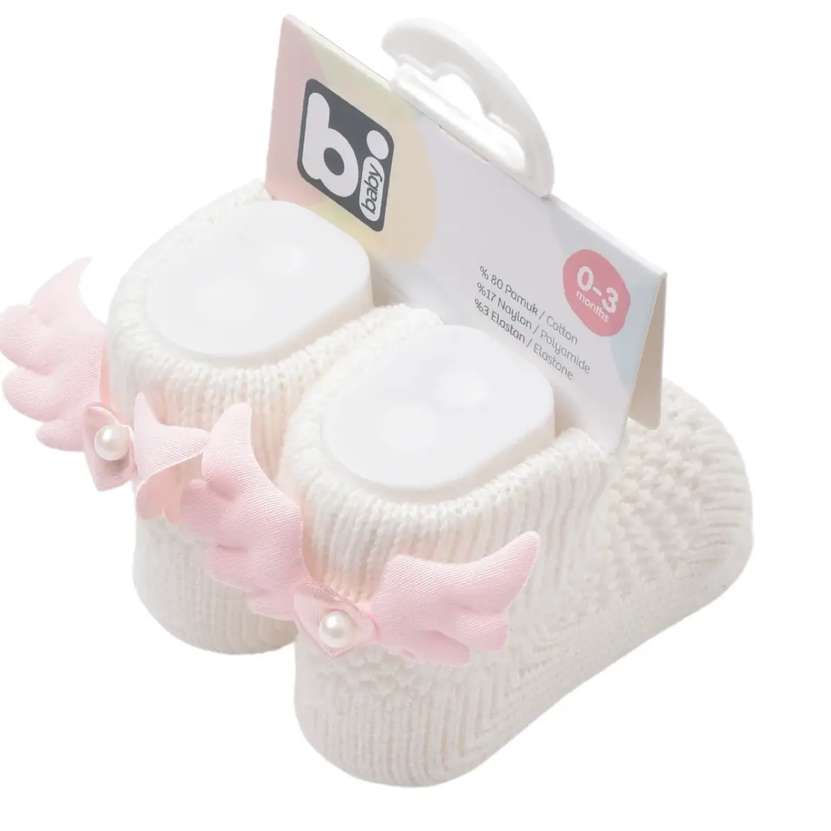 Bibaby Patik Çorap Angel Ekru - Pembe Bibaby Patik Çorap Angel Ekru - Pembe